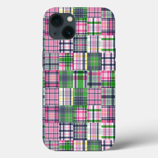 サマープラッドピンクマドラスパッチワーク iPhone 13ケース