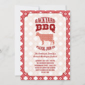 サマープレイドバックヤードバーベキュークックアウトBBQパーティー 招待状 (正面)