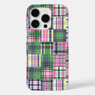 サマープレイドピンクマドラパッチワーク iPhone 16 PROケース