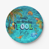 サマープールおもしろいパーティー |誕生日 ペーパープレート (正面)