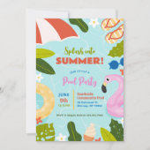 サマープールへのスプラッシュパーティー 招待状 (正面)