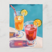 サマープールカクテルウォーターカラー ポストカード (正面)