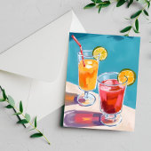 サマープールカクテルウォーターカラー ポストカード