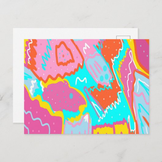 サマープールサイドビベス抽象芸術アート ポストカード (正面/裏面)