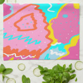 サマープールサイドビベス抽象芸術プリント キッチンタオル (折り畳み)