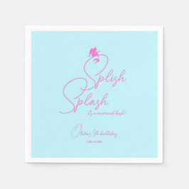 サマープールシンプルガールマーメイド誕生日 スタンダードカクテルナプキン