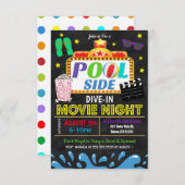 サマープールダイブイン映画パーティの招待状 招待状 (正面/裏面)