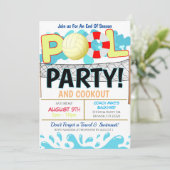 サマープールバレーボールパーティの招待状 招待状 (スタンド正面)