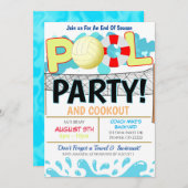 サマープールバレーボールパーティー招待状 招待状 (正面/裏面)