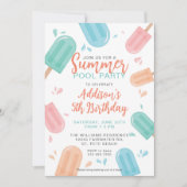 サマープールバースデーパーティーバックヤードクックアウト 招待状 (正面)