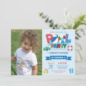 サマープールパーティの招待状スプリッシュ·スプラッシュ·ボーイ 招待状 (スタンド正面)