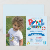 サマープールパーティの招待状スプリッシュ·スプラッシュ·ボーイ 招待状 (正面/裏面)