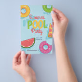 サマープールパーティの招待状バックヤードパーティー チラシ (ハンドル)