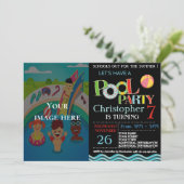 サマープールパーティの招待状 |プールの誕生日パーティー 招待状 (スタンド正面)