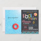 サマープールパーティの招待状 |プールの誕生日パーティー 招待状 (正面)