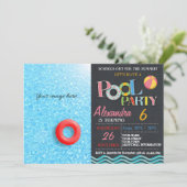 サマープールパーティの招待状 |プールの誕生日パーティー 招待状 (スタンド正面)