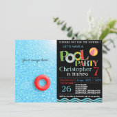 サマープールパーティの招待状 |プールの誕生日パーティー 招待状 (スタンド正面)