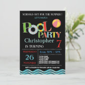 サマープールパーティの招待状 |プールの誕生日パーティー 招待状 (スタンド正面)