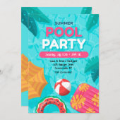 サマープールパーティの招待状 招待状 (正面/裏面)