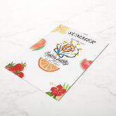 サマープールパーティの招待状。 箔招待状 (回転した状態)