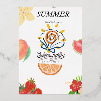 サマープールパーティの招待状。 箔招待状