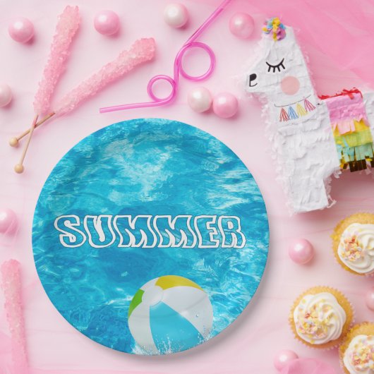 サマープールパーティーおもしろい ペーパープレート (パーティー)