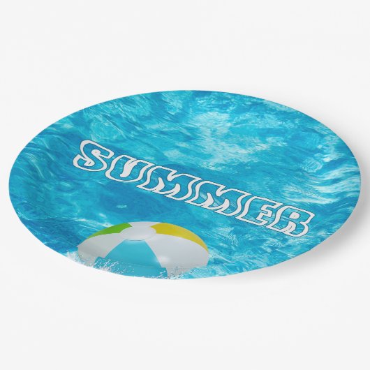 サマープールパーティーおもしろい ペーパープレート (アングル)