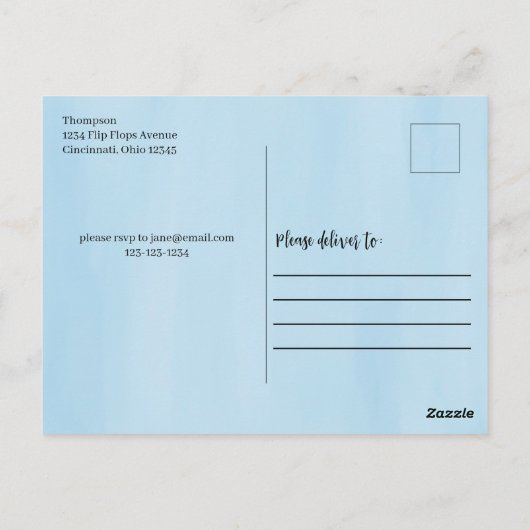 サマープールパーティーかわいいカスタム ポストカード (裏面)