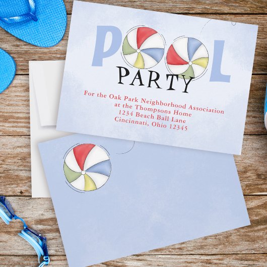 サマープールパーティーかわいいカスタム 招待状