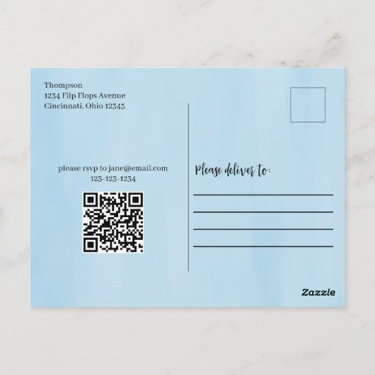 サマープールパーティーかわいい水の色カスタム ポストカード (裏面)