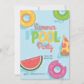 サマープールパーティーの招待状、裏庭パーティー 招待状 (正面)