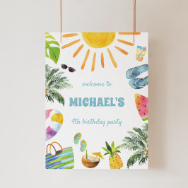 サマープールパーティーウェルカムサイン フォトプリント           