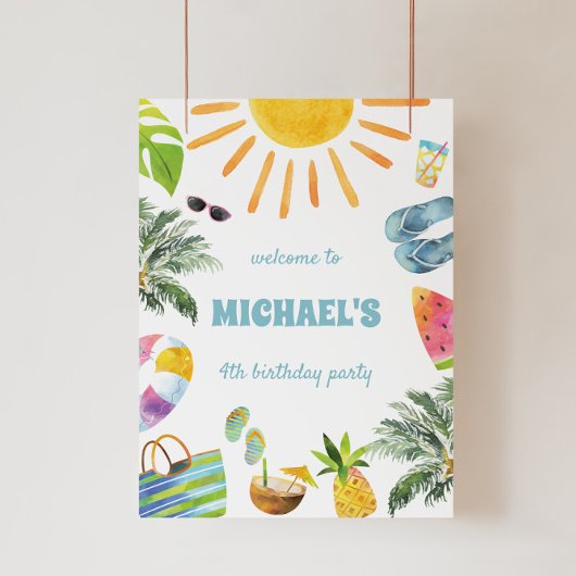 サマープールパーティーウェルカムサイン フォトプリント           