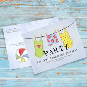 サマープールパーティーカラフル水着 ポストカード