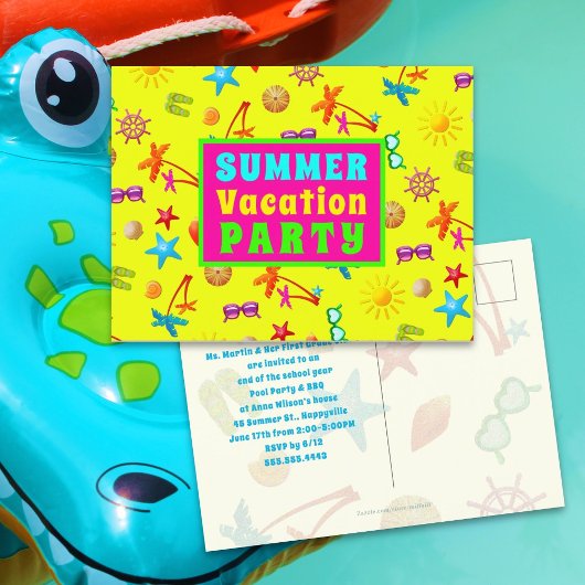 サマープールパーティークラス終了 ポストカード