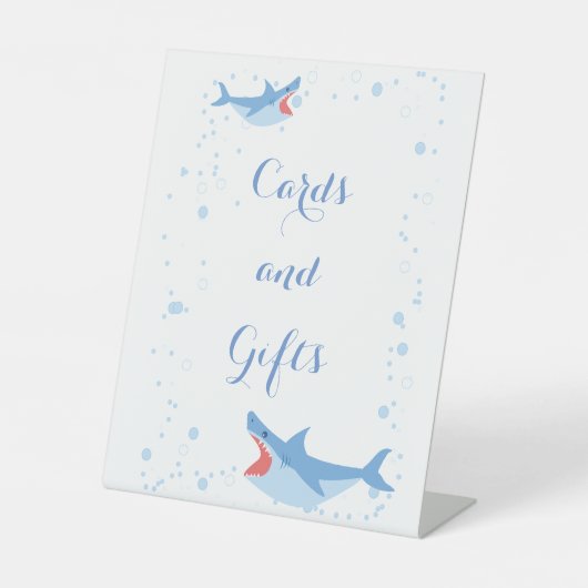 サマープールパーティーシャークフロートカードとギフト 台座サイン (正面)