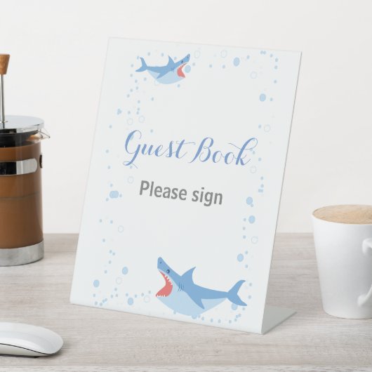 サマープールパーティーシャークフロートゲストブック誕生日 台座サイン (インサイチュ)