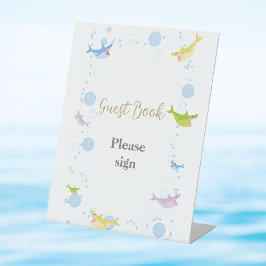 サマープールパーティーシャークフロートゲストブック 台座サイン