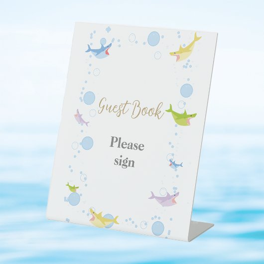 サマープールパーティーシャークフロートゲストブック 台座サイン