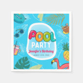 サマープールパーティースイミング誕生日 スタンダードカクテルナプキン (正面)