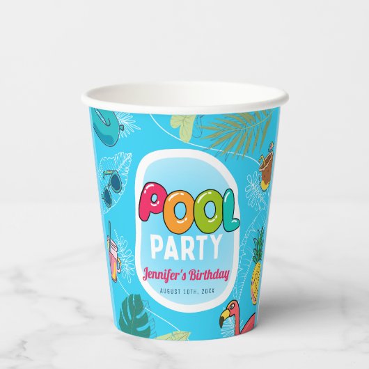 サマープールパーティースイミング誕生日 紙コップ (裏面)