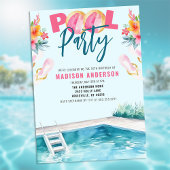 サマープールパーティースウィート16誕生日 招待状