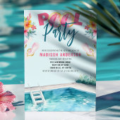 サマープールパーティースウィート16誕生日 招待状