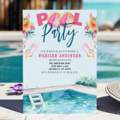 サマープールパーティースウィート16誕生日 招待状