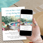 サマープールパーティースプラッシュ子供の誕生日バッシュ 招待状