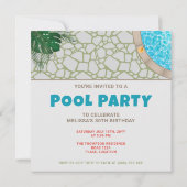 サマープールパーティーバックヤードスイミングプール誕生日 招待状 (裏面)