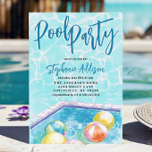 サマープールパーティービーチボールスウィート16誕生日 招待状