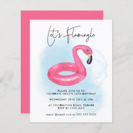 サマープールパーティーピンクフラミンゴ10代の誕生日インビ