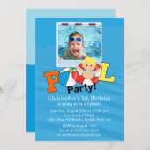 サマープールパーティーフォト誕生日招待状ボーイ 招待状 (正面/裏面)