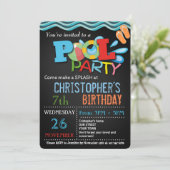 サマープールパーティー招待状 | プール誕生日パーティー 招待状 (スタンド正面)